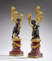 Paire de candélabres Bacchus et Bacchante modèle de Clodion