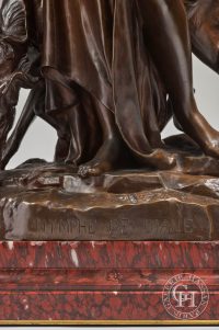 Nymphe de Diane en bronze par Eugène Aizelin